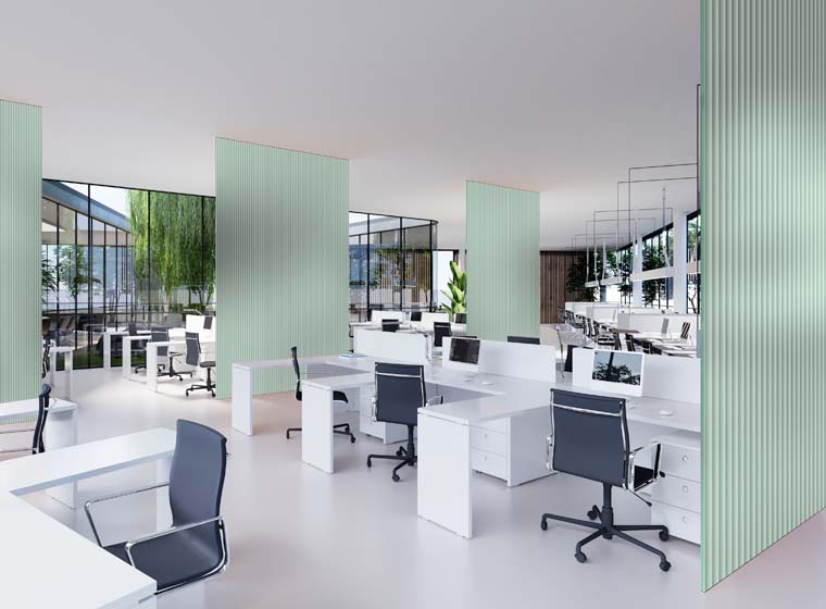 Fluid spaces modulated by colour. And by Madras® glass. news-fluido-colorato-img-2-verde-760x560px.jpg
